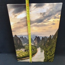 Картина триптих "Горы и река", печать на баннерной ткани, незначительные дефекты на фото. Картинка 14